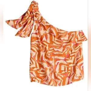 Nine West ~ One-shoulder Asymmetrical Ruffle Neck Top